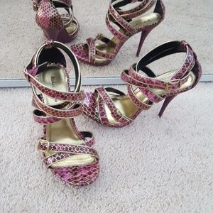 Snake Croco Print Sandal Heels